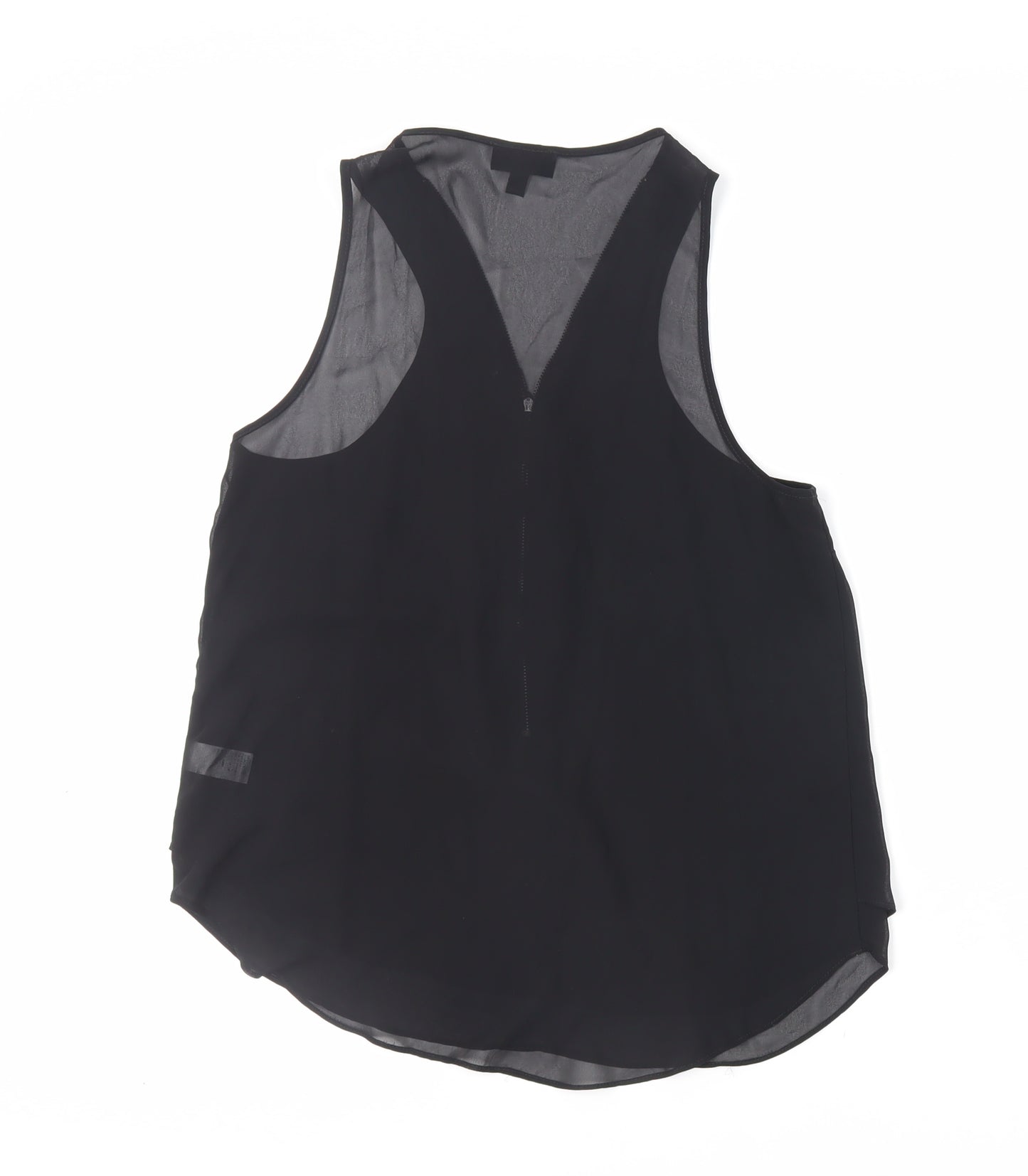 Topshop Womens Black Polyester Basic Tank Size 12 V-Neck - Sheer