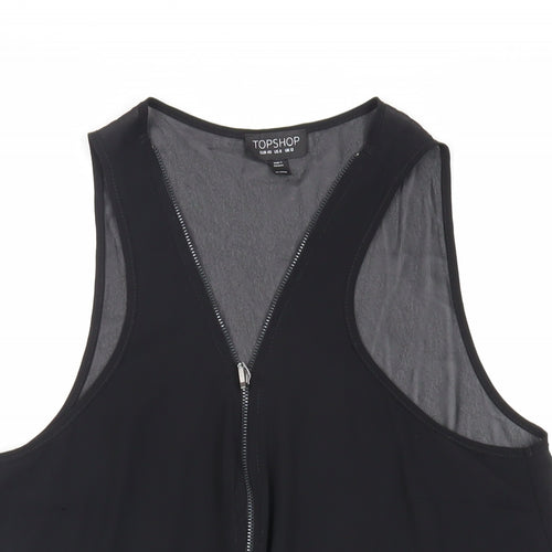 Topshop Womens Black Polyester Basic Tank Size 12 V-Neck - Sheer
