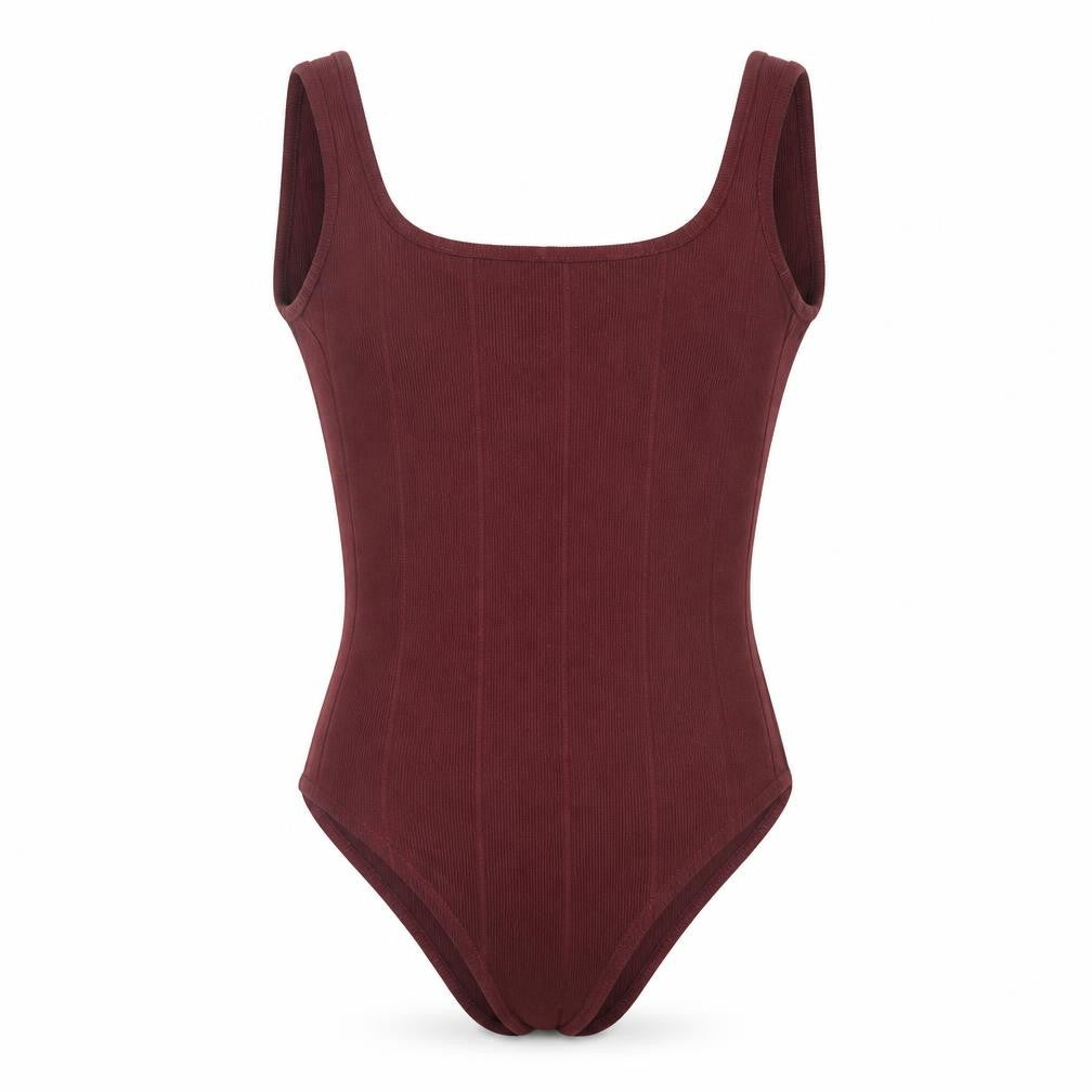 Front view of New Look women’s purple polyester bodysuit one-piece, size UK 6, snap