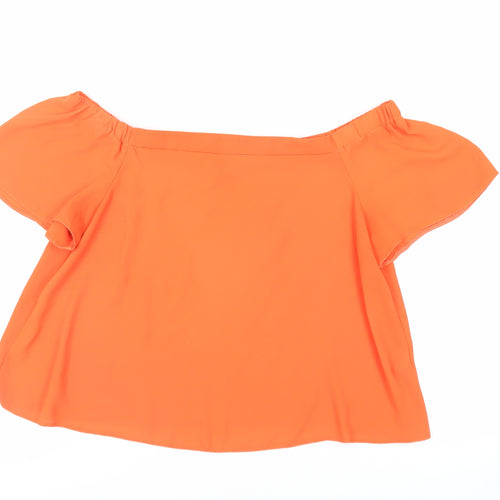 New Look Womens Orange Polyester Basic Blouse Size 14 Off the Shoulder