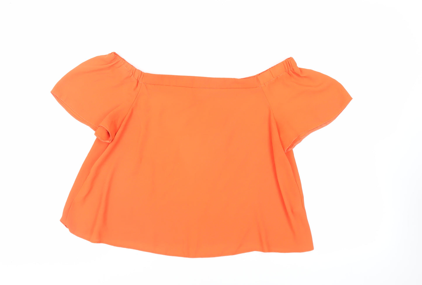 New Look Womens Orange Polyester Basic Blouse Size 14 Off the Shoulder