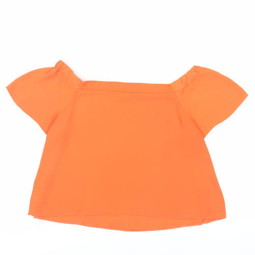 New Look Womens Orange Polyester Basic Blouse Size 14 Off the Shoulder