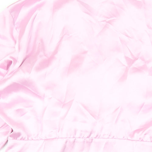 Zara Womens Pink Polyester Shirt Dress Size L Collared Zip