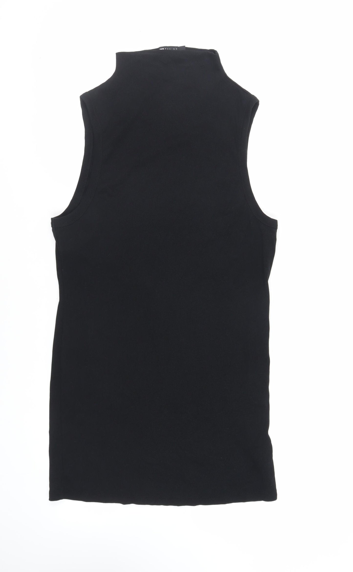 ASOS Womens Black Cotton Bodycon Size 18 Mock Neck Pullover - Ribbed