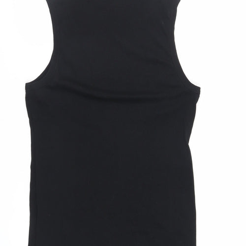 ASOS Womens Black Cotton Bodycon Size 18 Mock Neck Pullover - Ribbed