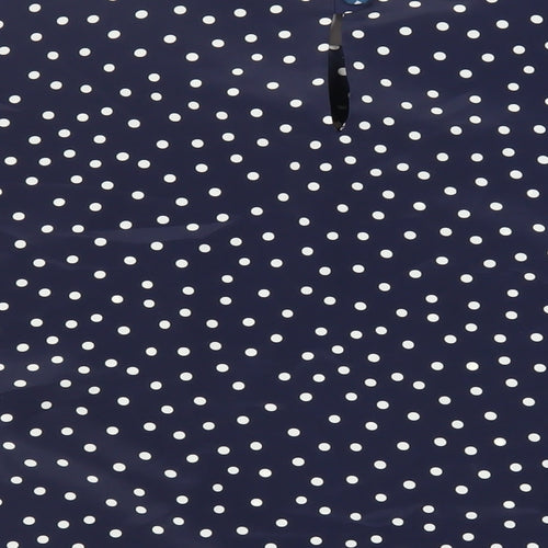 Just Gillian Womens Blue Polka Dot Polyester Basic Blouse Size 2XL Round Neck