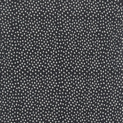 H&M Womens Black Floral Viscose A-Line Size 4 V-Neck Button