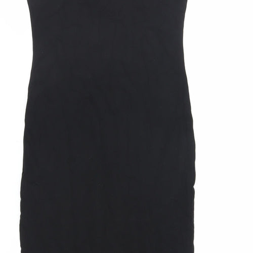 H&M Womens Black Cotton Tank Dress Size S Scoop Neck Pullover