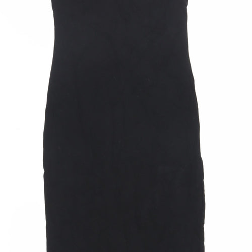 H&M Womens Black Cotton Tank Dress Size S Scoop Neck Pullover
