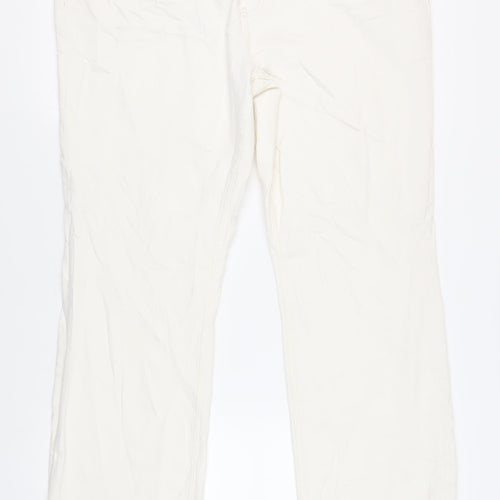 Marks and Spencer Womens Ivory Cotton Bootcut Jeans Size 24 L31 in Regular Zip