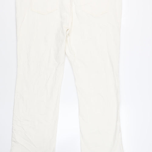 Marks and Spencer Womens Ivory Cotton Bootcut Jeans Size 24 L31 in Regular Zip