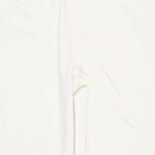 Marks and Spencer Womens Ivory Cotton Bootcut Jeans Size 24 L31 in Regular Zip