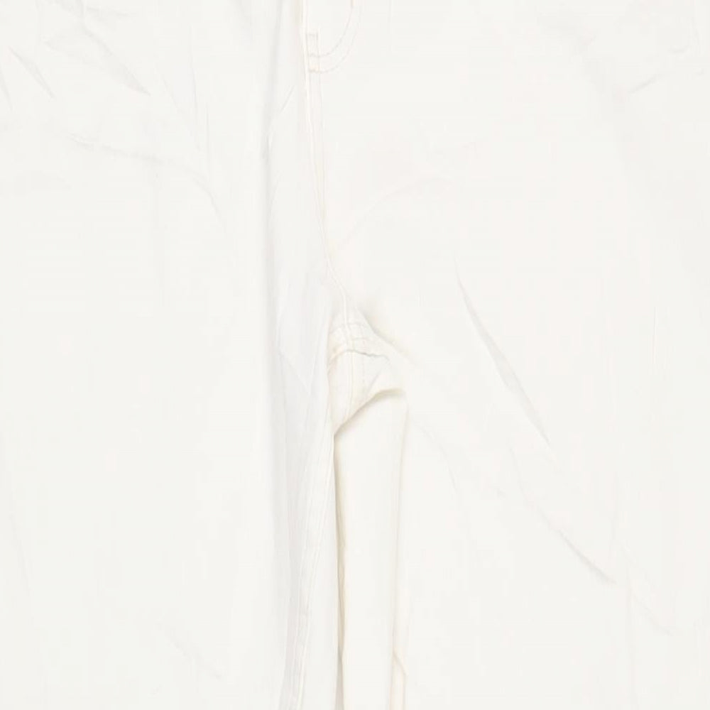 Marks and Spencer Womens Ivory Cotton Bootcut Jeans Size 24 L31 in Regular Zip