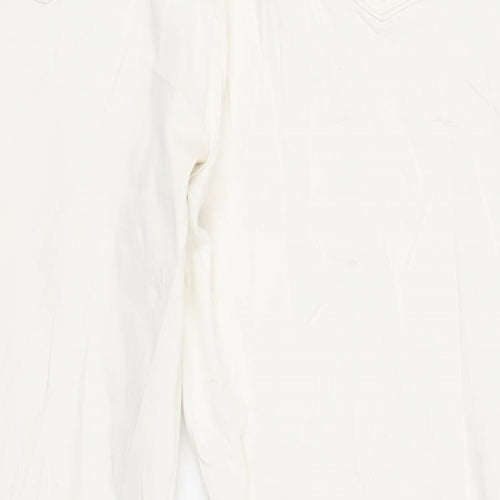 Marks and Spencer Womens Ivory Cotton Bootcut Jeans Size 24 L31 in Regular Zip