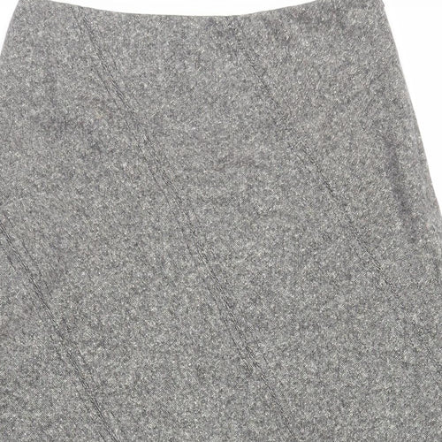Laura Ashley Womens Grey Wool A-Line Skirt Size 8 Zip