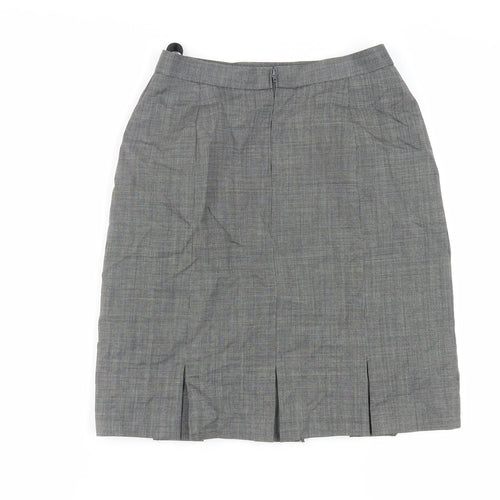 St Michael Womens Grey Wool Straight & Pencil Skirt Size 12 Zip - Vintage