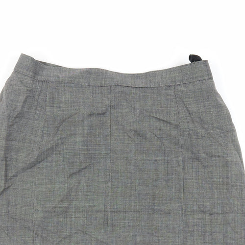 St Michael Womens Grey Wool Straight & Pencil Skirt Size 12 Zip - Vintage