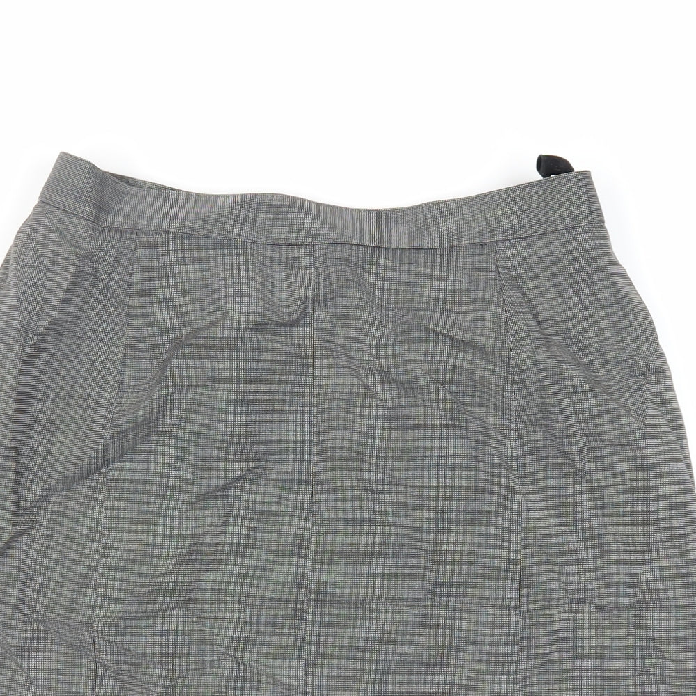 St Michael Womens Grey Wool Straight & Pencil Skirt Size 12 Zip - Vintage