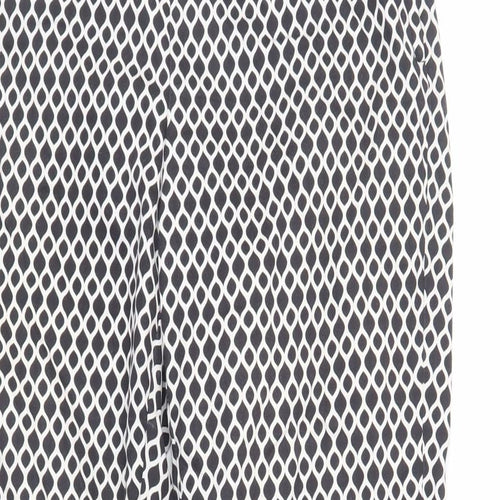 H&M Womens Black Geometric Cotton Capri Trousers Size 10 L26 in Regular Zip