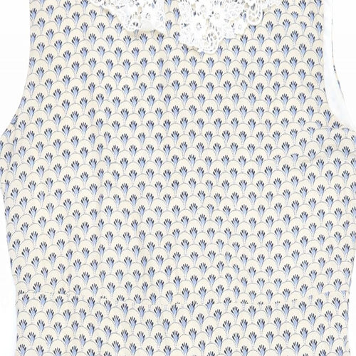 Shikka London Womens Beige Geometric Polyester Fit & Flare Size 10 Collared Zip