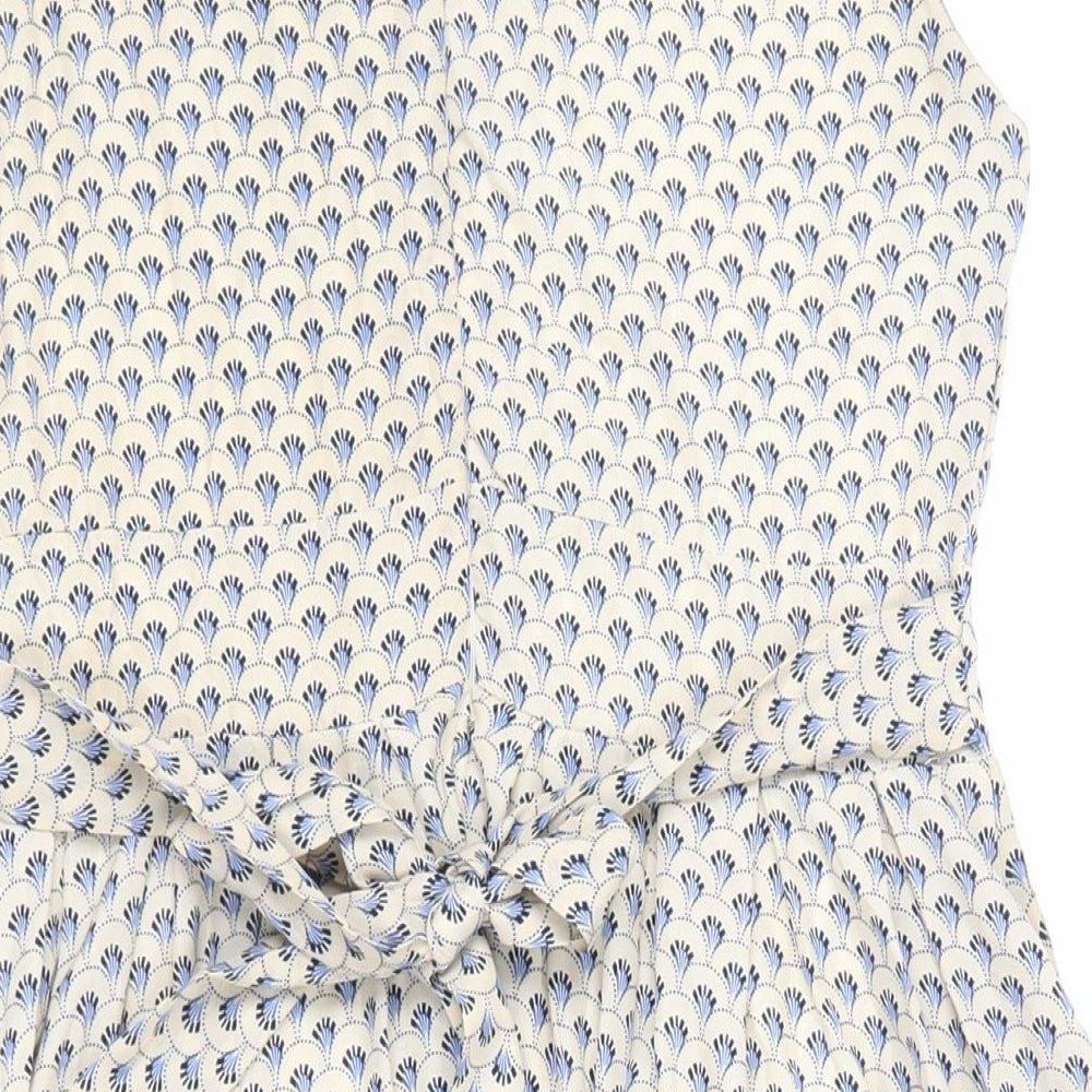 Shikka London Womens Beige Geometric Polyester Fit & Flare Size 10 Collared Zip