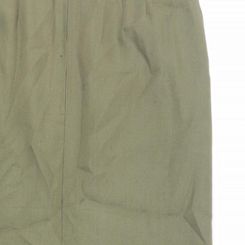 St Michael Womens Green Linen Straight & Pencil Skirt Size 14 Zip - Vintage