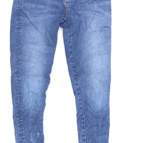 Marks and Spencer Girls Blue Cotton Jegging Jeans Size 13-14 Years Regular - Acid Wash Details