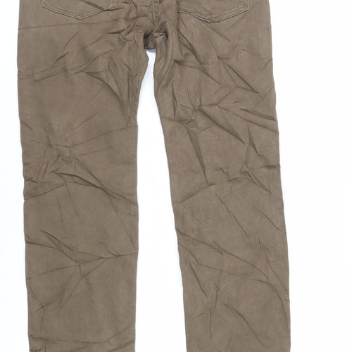 Marks and Spencer Mens Brown Cotton Straight Jeans Size 30 in L33 in Regular Zip