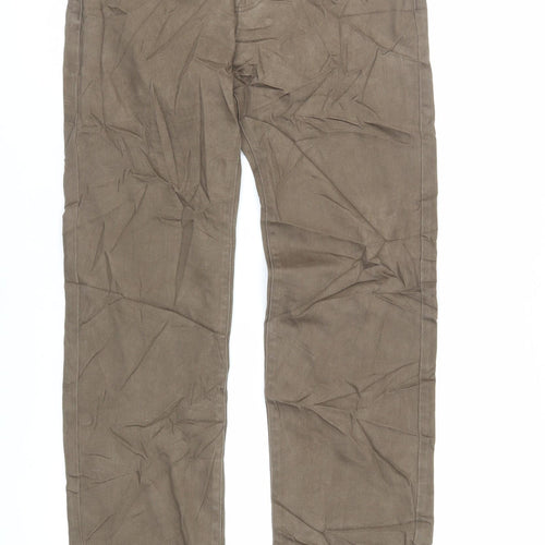 Marks and Spencer Mens Brown Cotton Straight Jeans Size 30 in L33 in Regular Zip