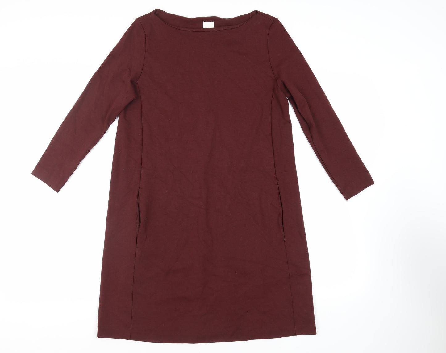 H&M Womens Red Viscose A-Line Size M Boat Neck Pullover - Pockets