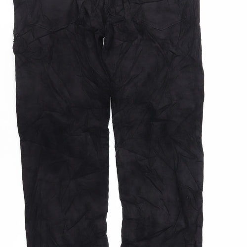 Marks and Spencer Mens Black Cotton Trousers Size 32 in L31 in Regular Zip