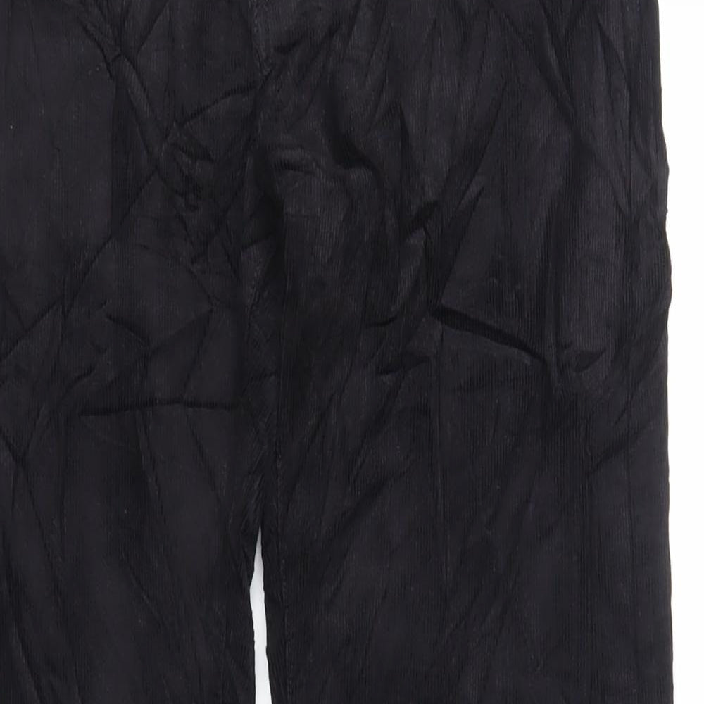 Marks and Spencer Mens Black Cotton Trousers Size 32 in L31 in Regular Zip