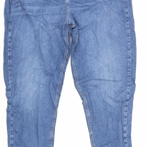 Marks and Spencer Womens Blue Cotton Mom Jeans Size 18 L29 in Regular Zip