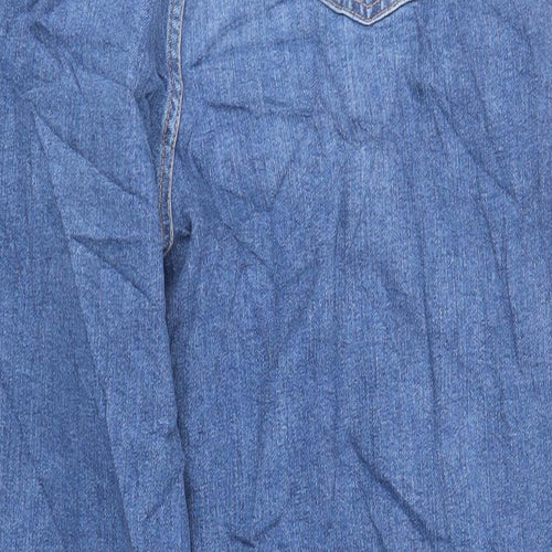 Marks and Spencer Womens Blue Cotton Mom Jeans Size 18 L29 in Regular Zip