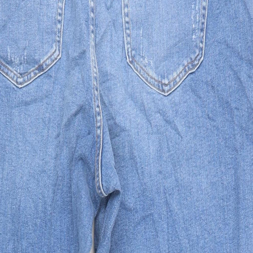 Marks and Spencer Womens Blue Cotton Mom Jeans Size 18 L25 in Regular Zip