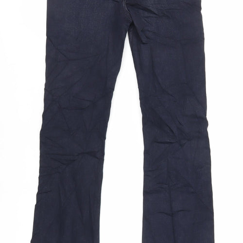Marks and Spencer Womens Blue Cotton Flared Jeans Size 6 L32 in Slim Zip