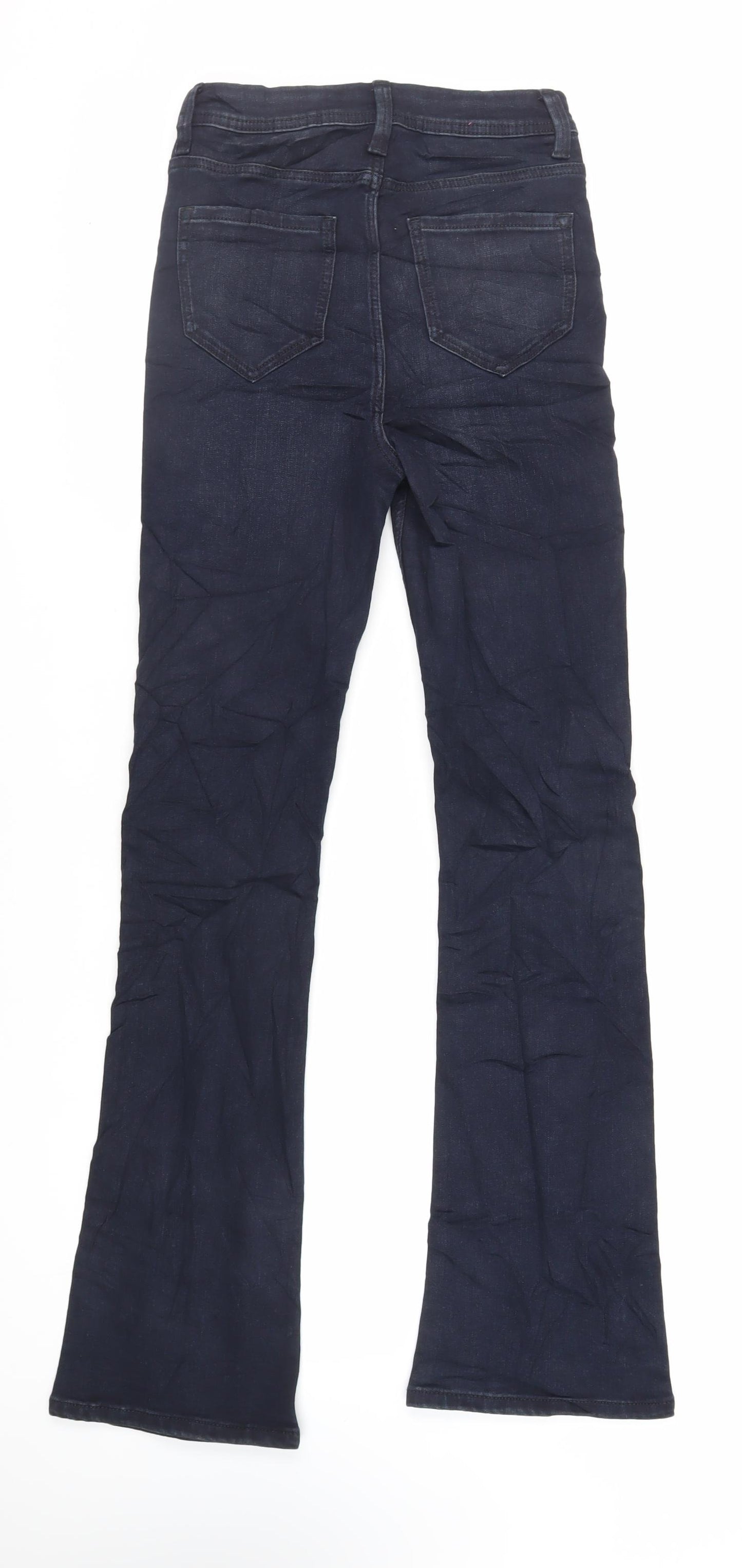 Marks and Spencer Womens Blue Cotton Flared Jeans Size 6 L32 in Slim Zip