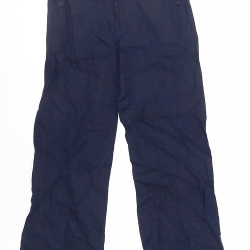 Monsoon Womens Blue Linen Trousers Size 10 L28 in Regular Zip