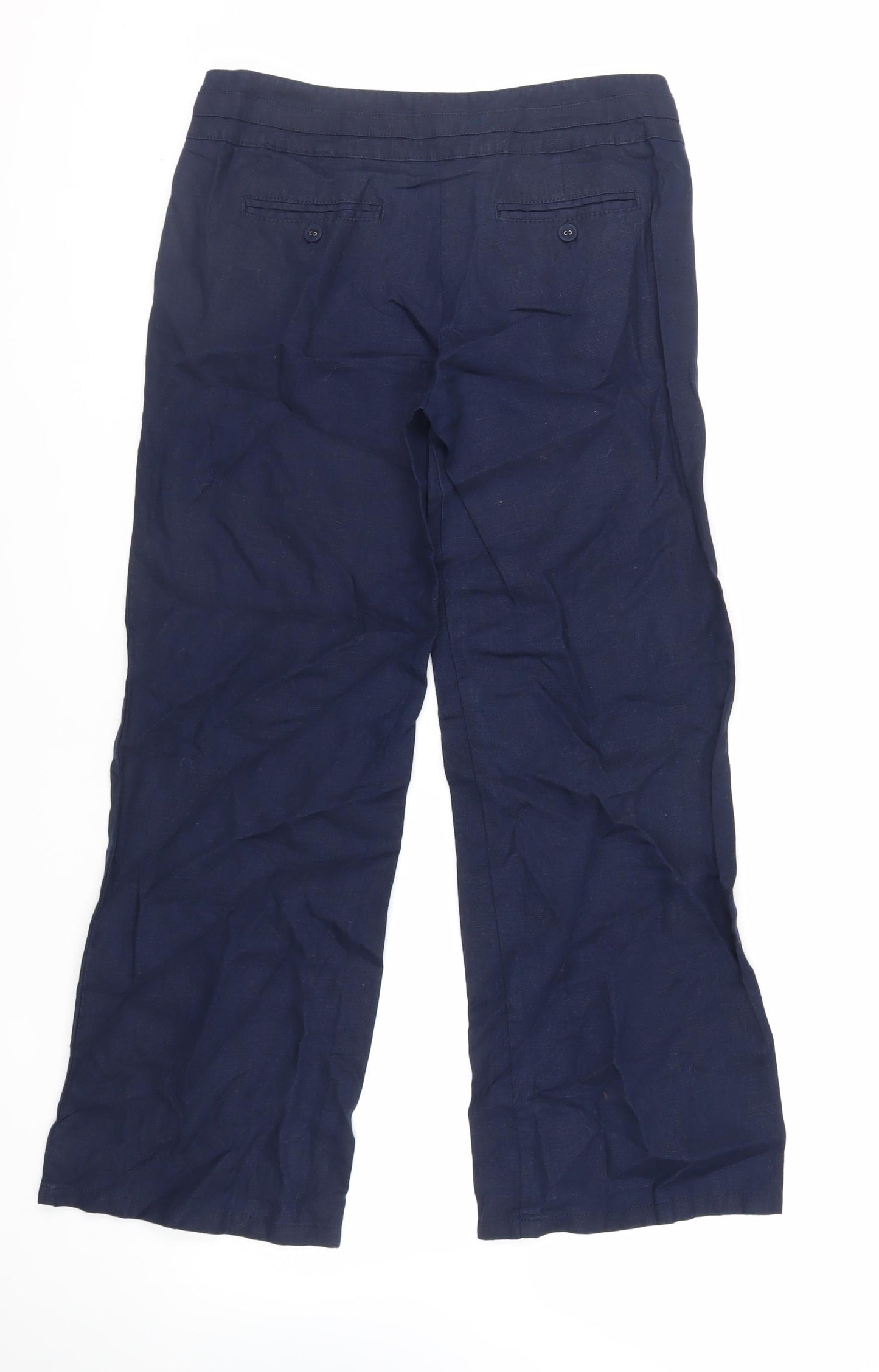 Monsoon Womens Blue Linen Trousers Size 10 L28 in Regular Zip