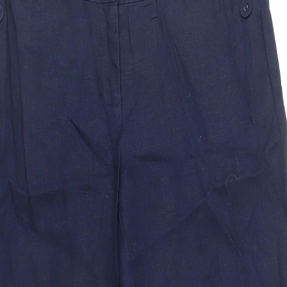 Monsoon Womens Blue Linen Trousers Size 10 L28 in Regular Zip