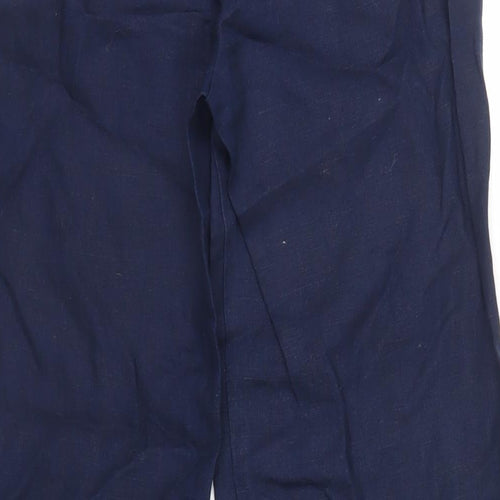 Monsoon Womens Blue Linen Trousers Size 10 L28 in Regular Zip