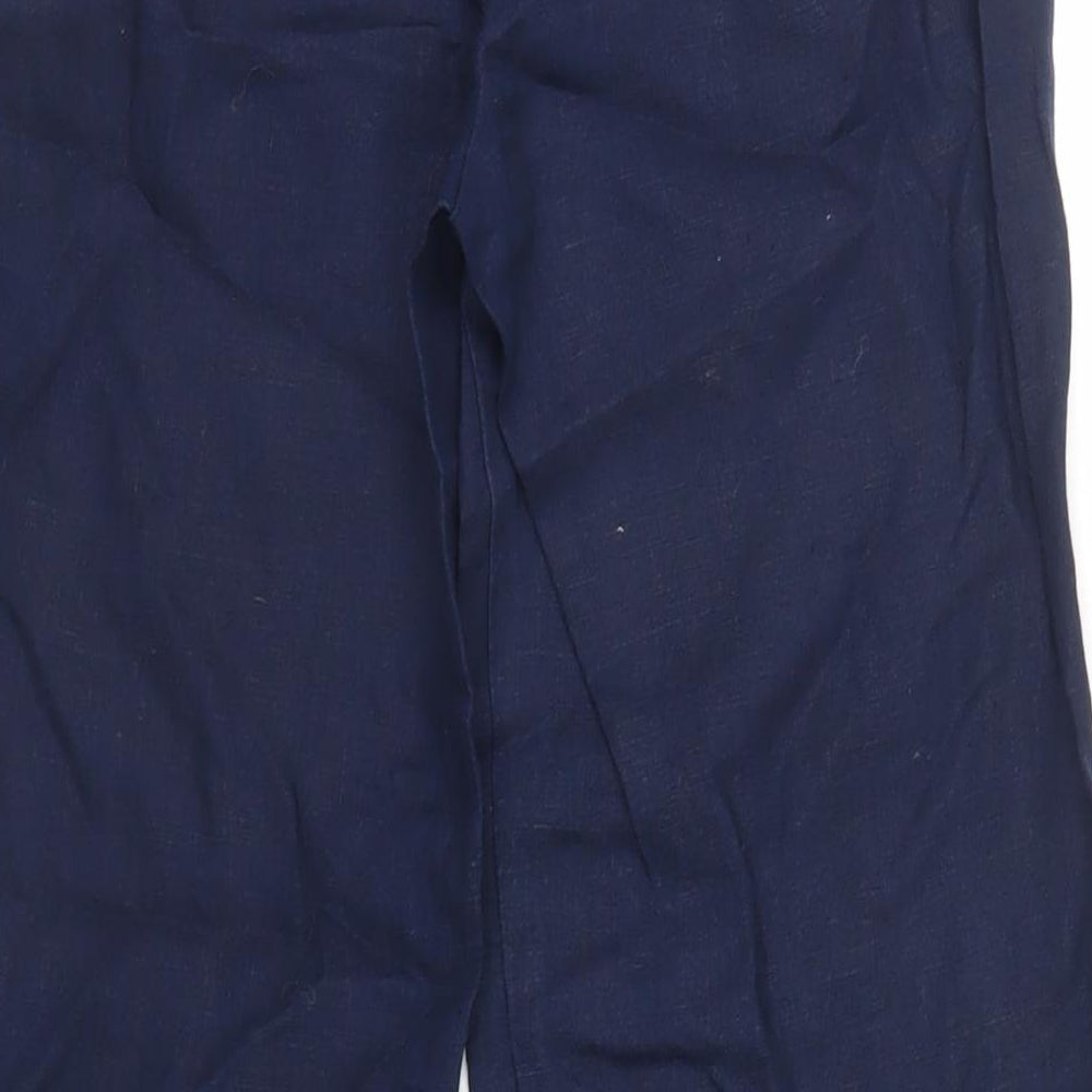 Monsoon Womens Blue Linen Trousers Size 10 L28 in Regular Zip