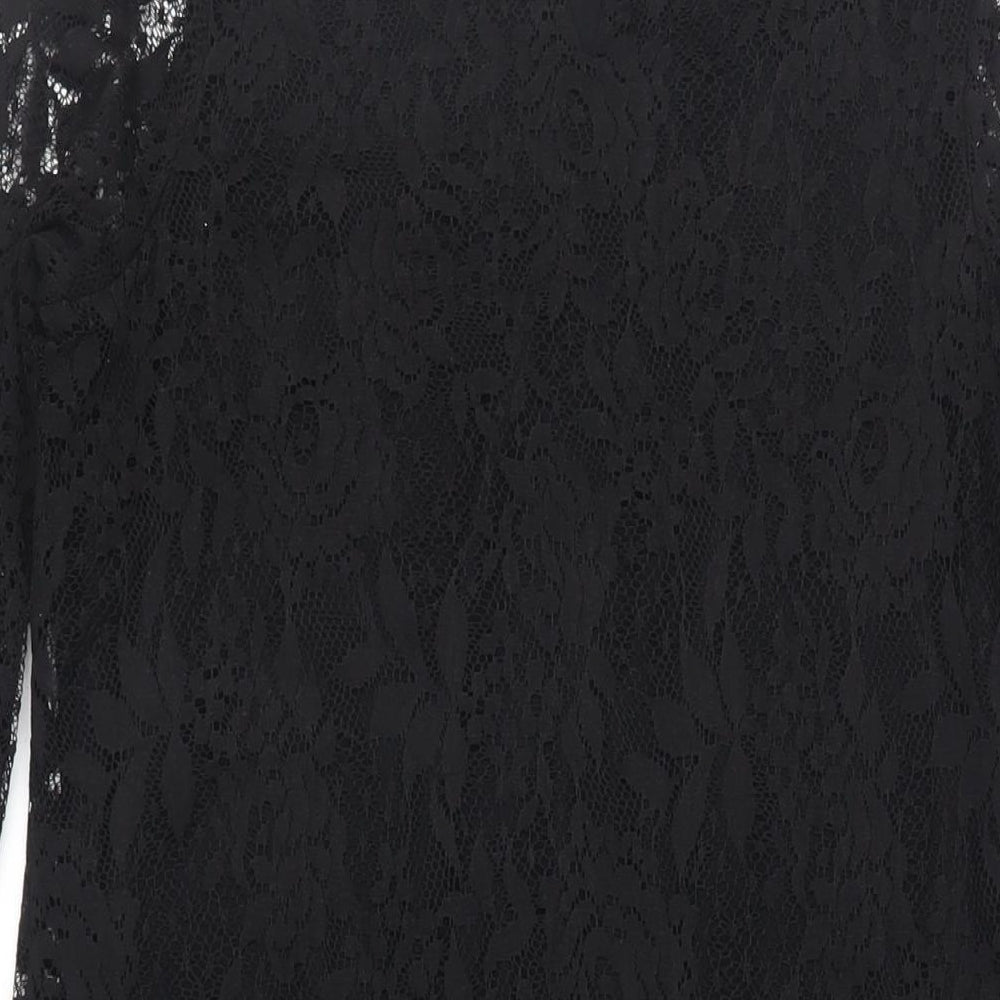 Marks and Spencer Womens Black Viscose Sheath Size 14 Boat Neck Button