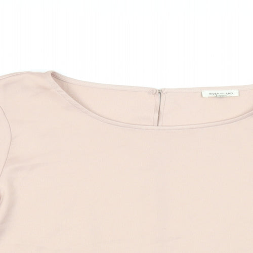 River Island Womens Pink Polyester Basic Blouse Size 10 Boat Neck - Sleeve Detail
