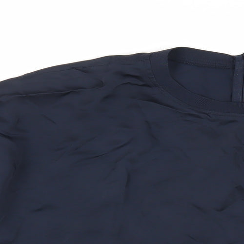 H&M Womens Blue Viscose Basic Blouse Size 10 Crew Neck