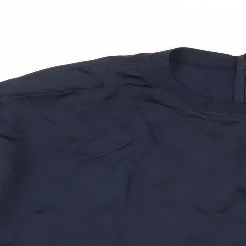 H&M Womens Blue Viscose Basic Blouse Size 10 Crew Neck