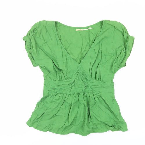 Max Studio Womens Green Viscose Basic Blouse Size L V-Neck