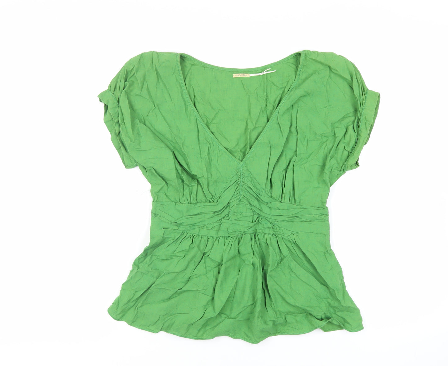 Max Studio Womens Green Viscose Basic Blouse Size L V-Neck