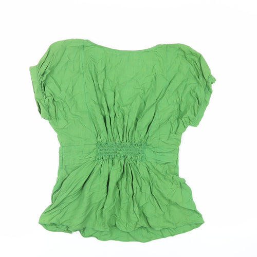 Max Studio Womens Green Viscose Basic Blouse Size L V-Neck