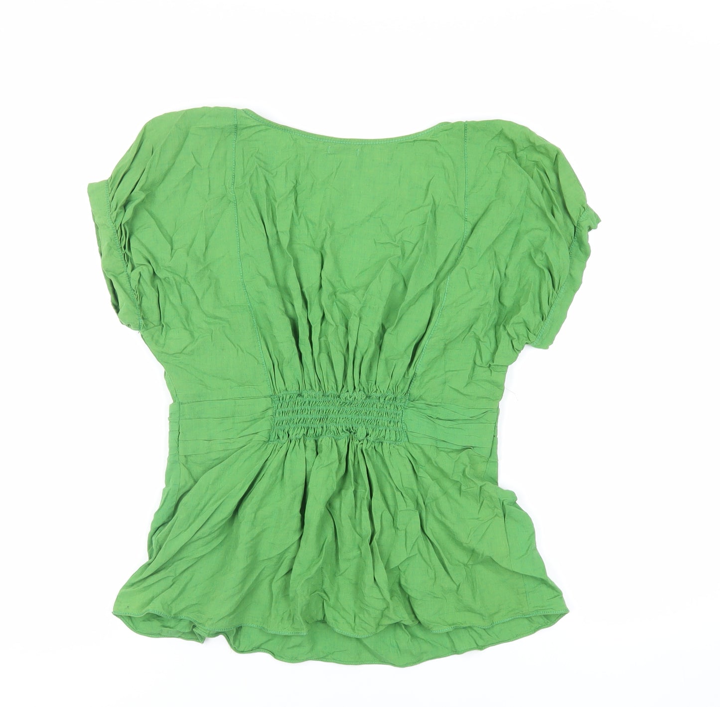 Max Studio Womens Green Viscose Basic Blouse Size L V-Neck